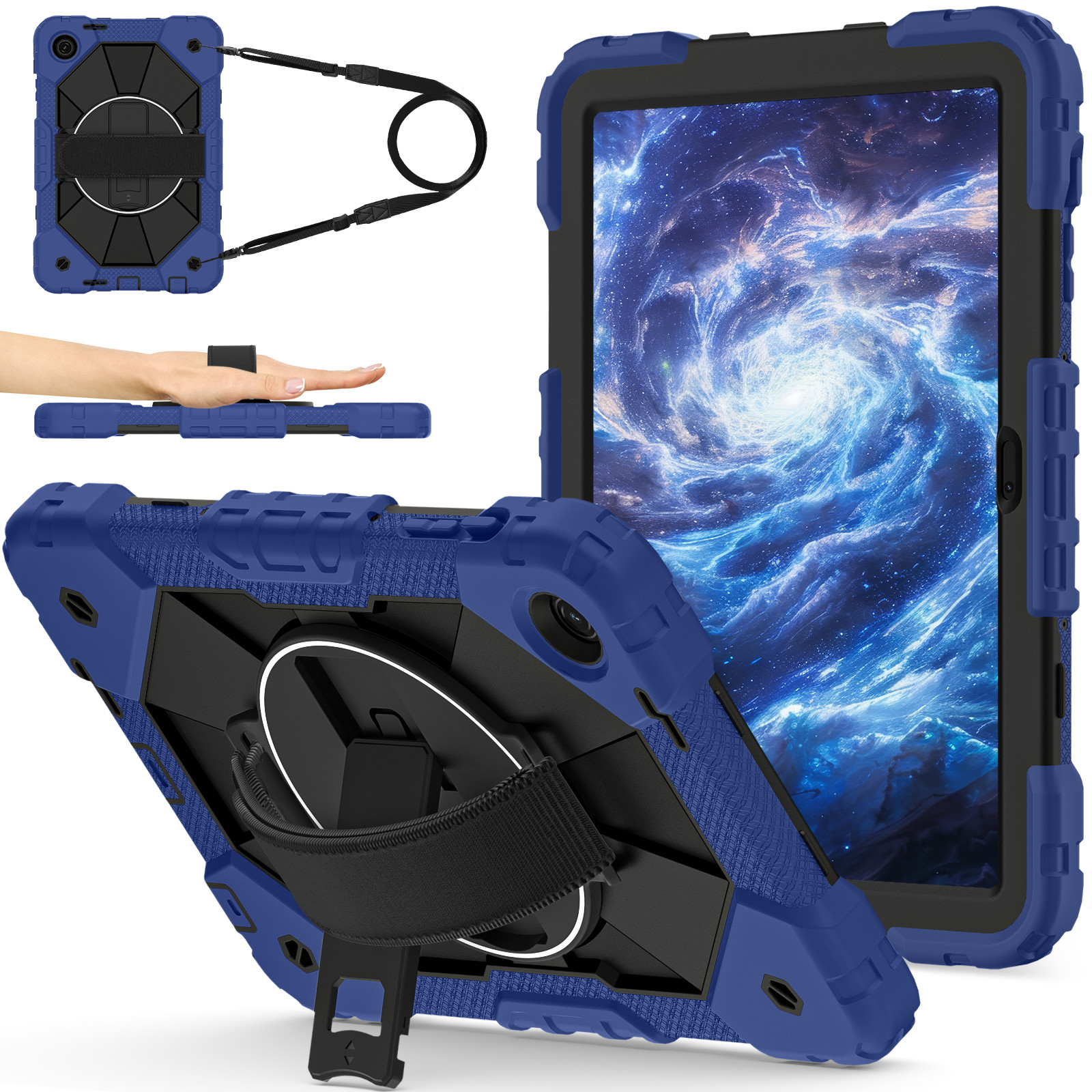 For T-Mobile Revvl Tab 2 2025 (10.1-inch) Crossbody Hand Strap Stand Rugged Case