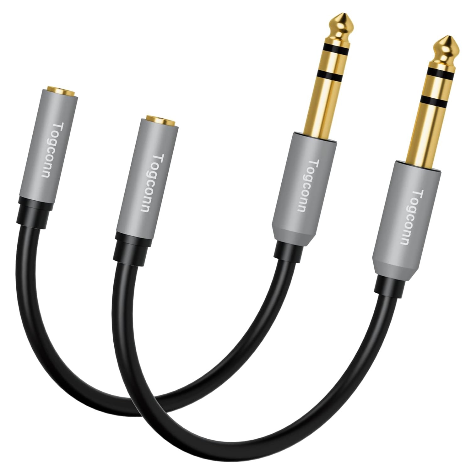 3.5mm to 6.35mm TRS Audio Cable Adapter 2Pack,6.35mm 1/4 Inch TRS Male to 3.5mm