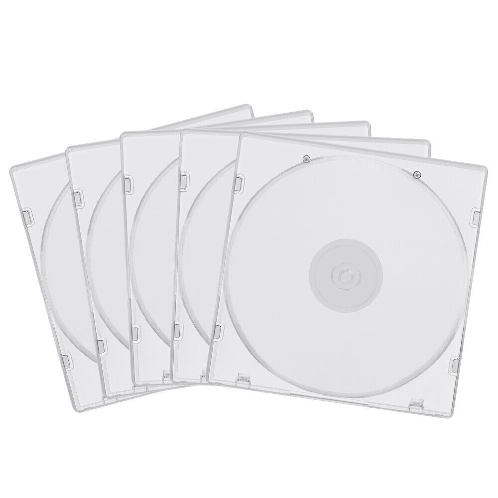 10-100 Standard Clear Tray CD Jewel Case Slim PP DVD Disc Storage Cover Sleeves