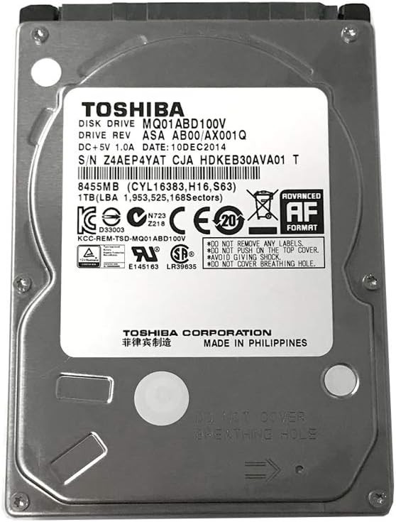Toshiba MQ01ABD100V 1TB 2.5" SATA Laptop HDD 5400RPM Internal Hard Drive