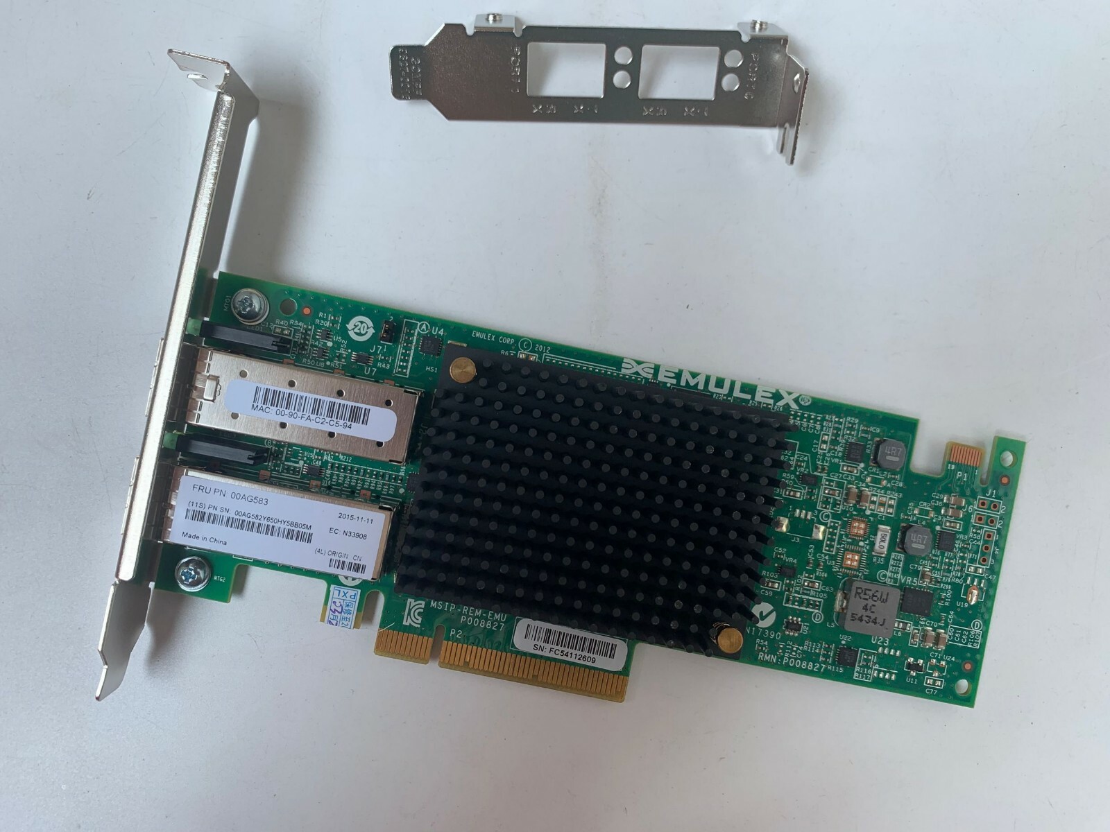 IBM Emulex 00D8543 Dual Port Endeavor Basic 10GbE 00D8542 P005414-21 OCE11102