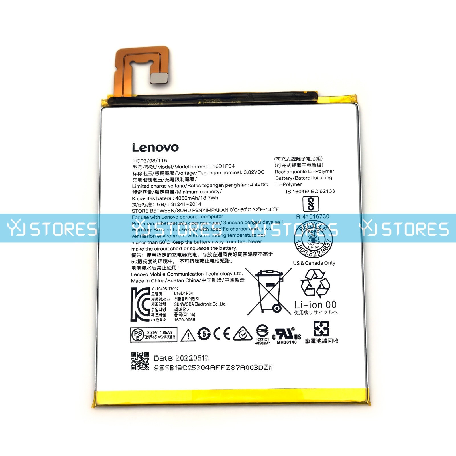 Genuine L16D1P34 OEM Battery for Lenovo Tab 4 8 Plus TB-8704F TB-8704N TB-8504F