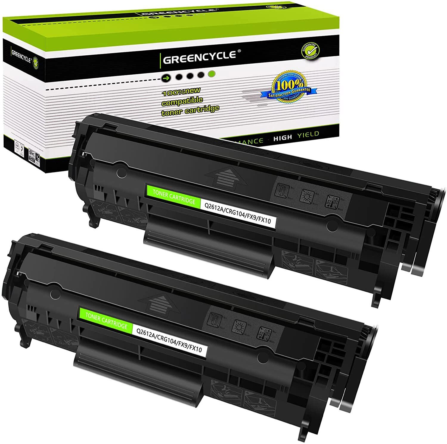 GREENCYCLE 2PK Q2612A Toner Cartridge Compatible with HP LaserJet 1012 1022 3052