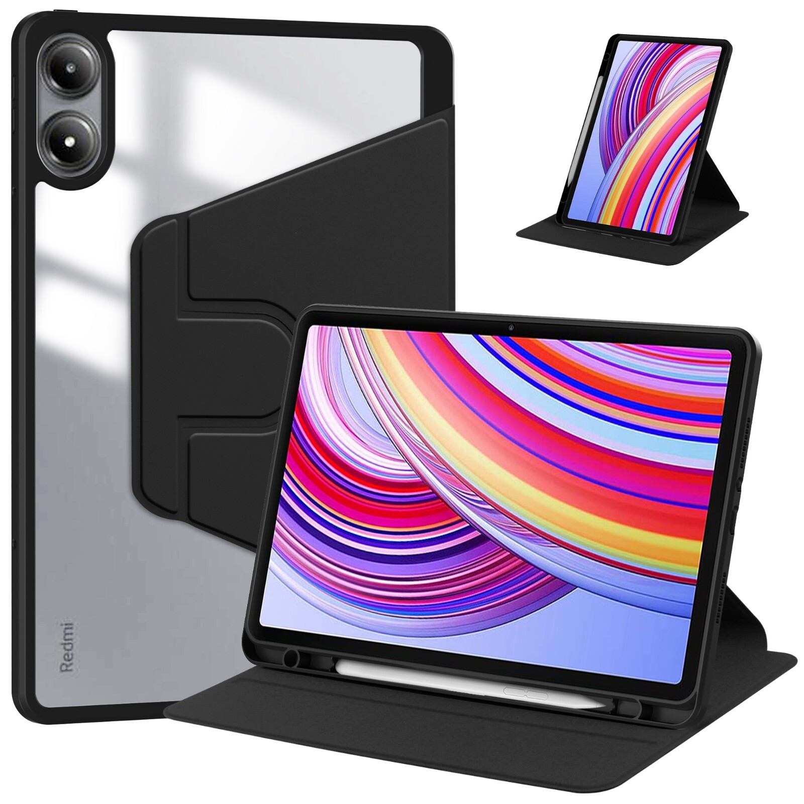 Protective Case for Xiaomi Poco Pad 12.1 inch Clear Back Cover + Rotation Stand