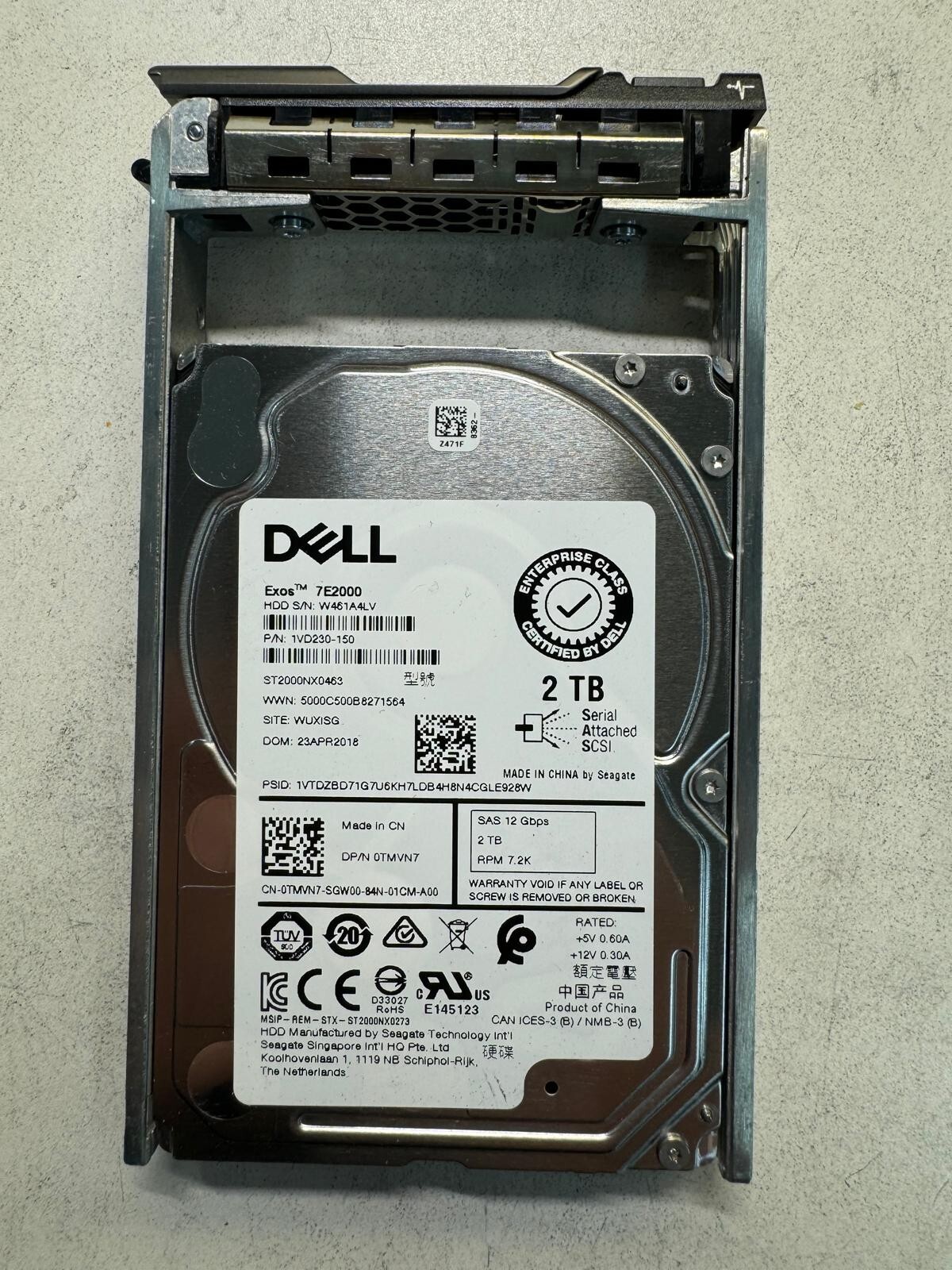 DELL TMVN7 ST2000NX0463 1VD230-150 2TB 7.2K RPM Cache 128MB  12 Gb/s SAS 2.5"
