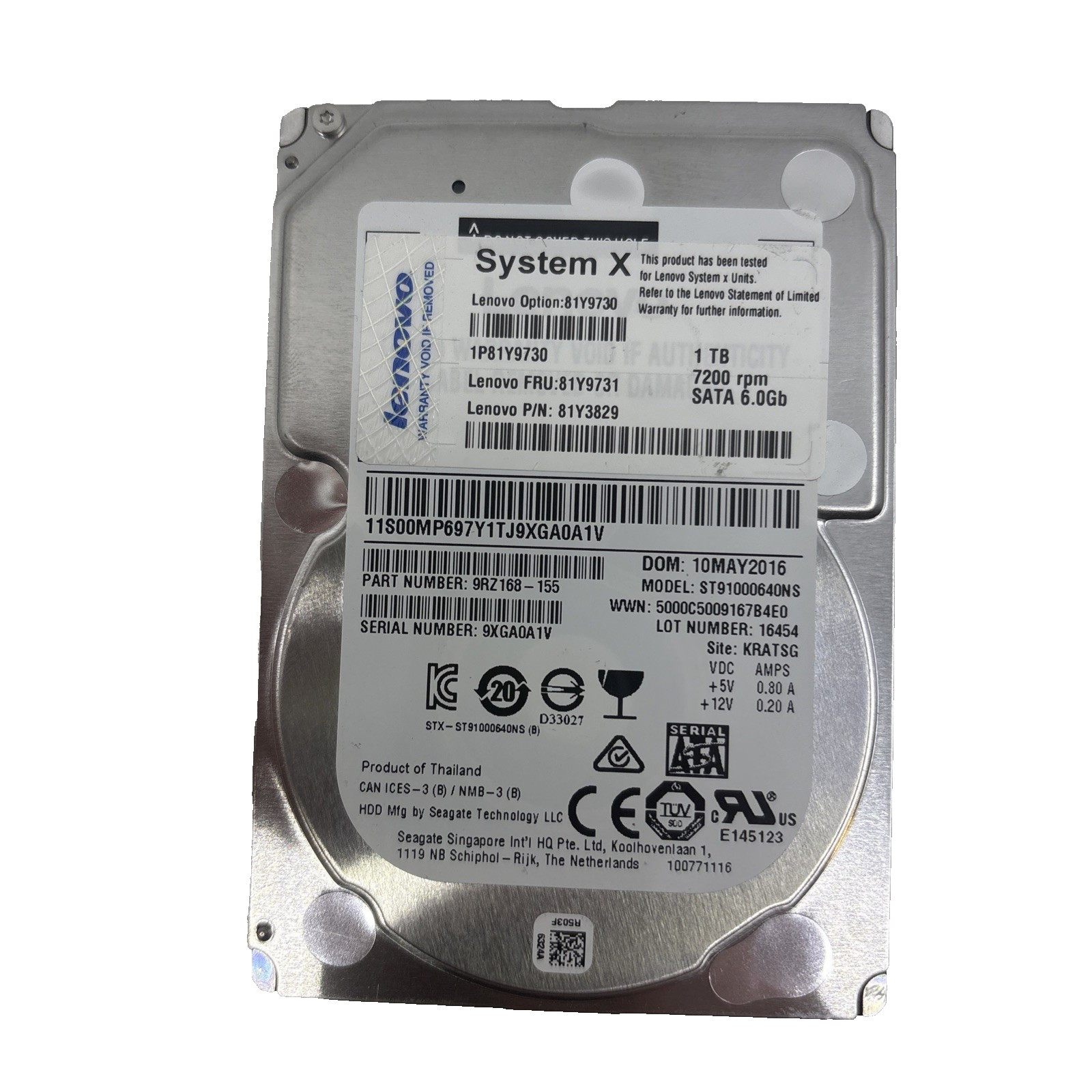 Lenovo IBM System X 1TB 7.2K RPM SATA 6Gb/s Server Hard Drive - 81Y9731 81Y3829