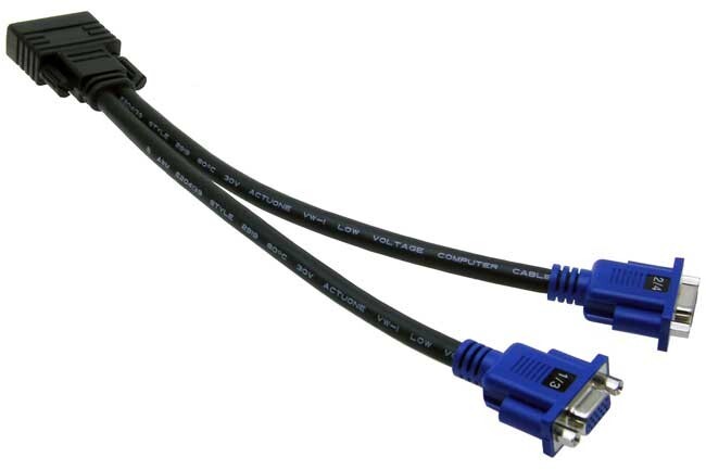 DMS-60 LFH to Dual VGA Splitter Cable New