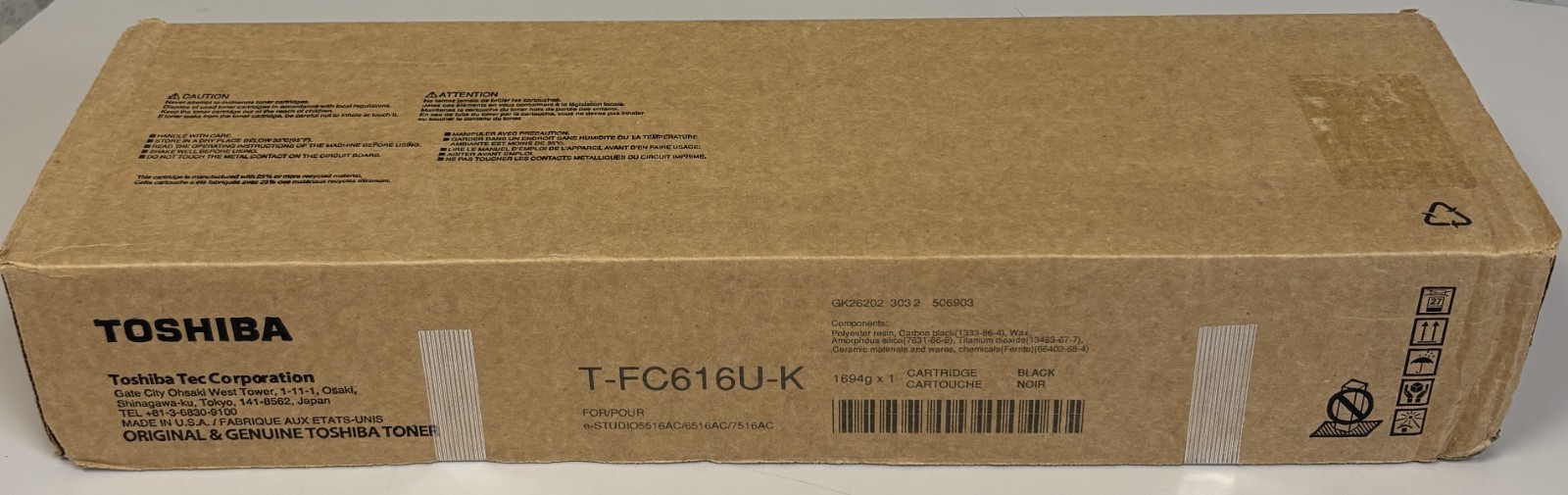 Toshiba Genuine T-FC616U Black Toner T-FC616U-K Original 5516AC 7516AC