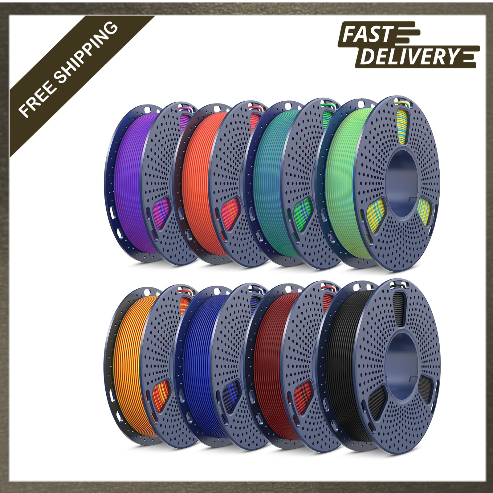 Dual Color PLA Filament 1.75 mm 8 Spools Matte Finish Compatible with FDM 3D