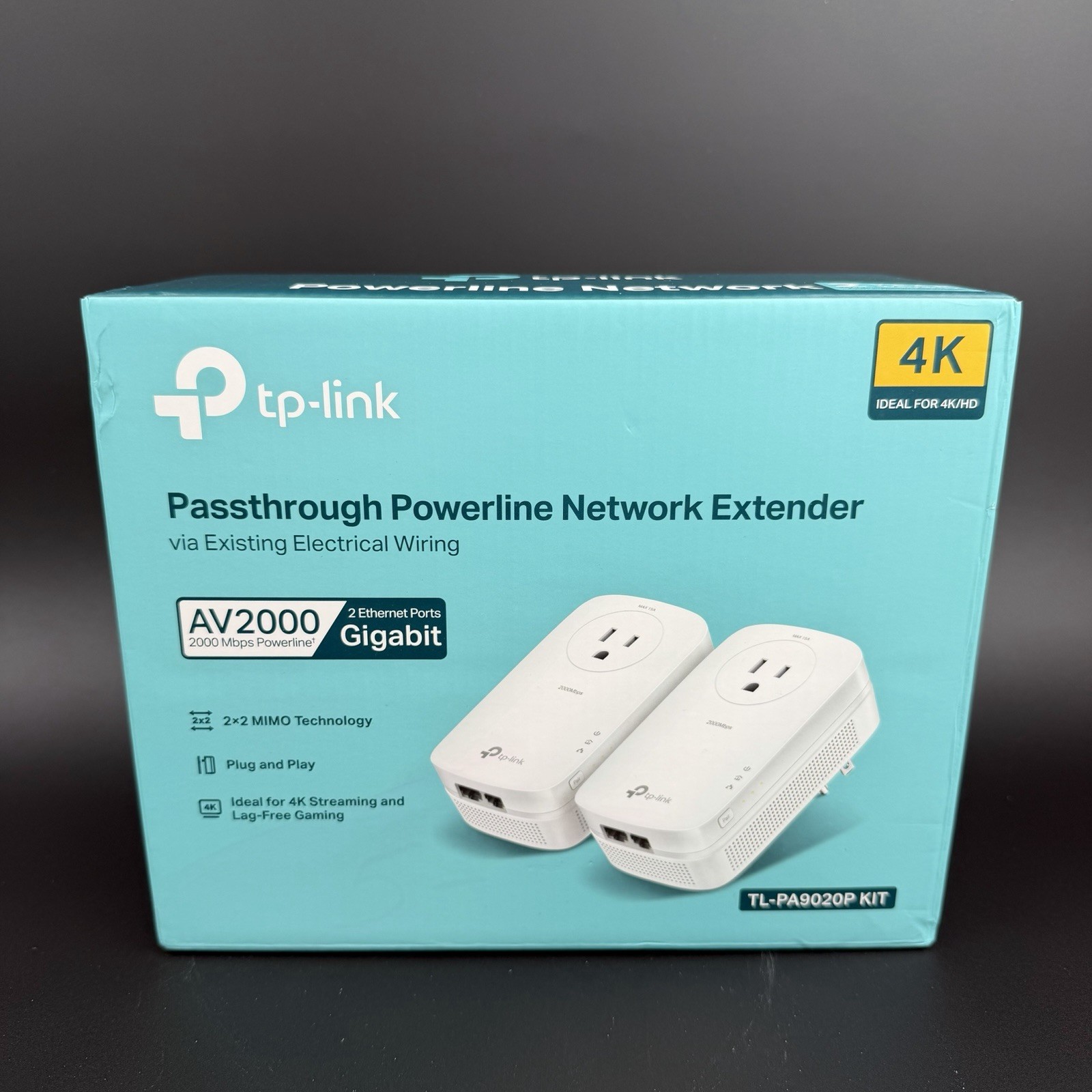 TP-Link AV2000 Powerline Ethernet Adapter, Passthrough, 2 Gigabit Ports w/ Box