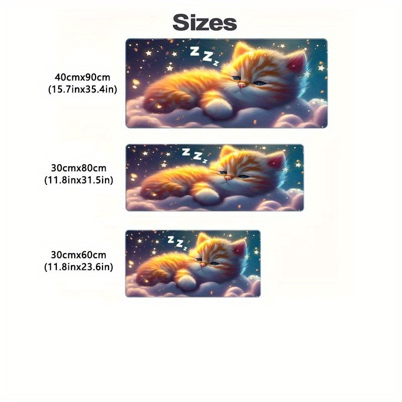 Large Cute Cat Print Mouse Pad - Non-Slip, Washable & Cooling Desk Mat for Off