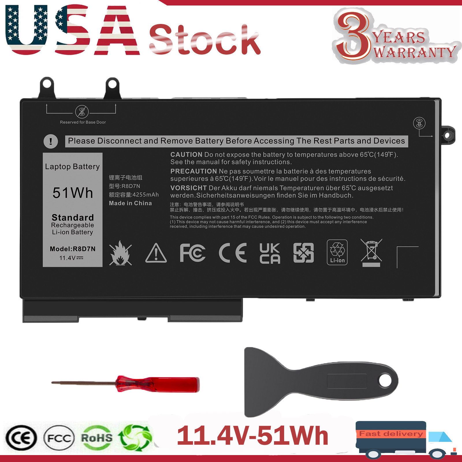 R8D7N 1V1XF Battery For Dell Precision 3540 3550 Latitude 5400 5500 5510 5410