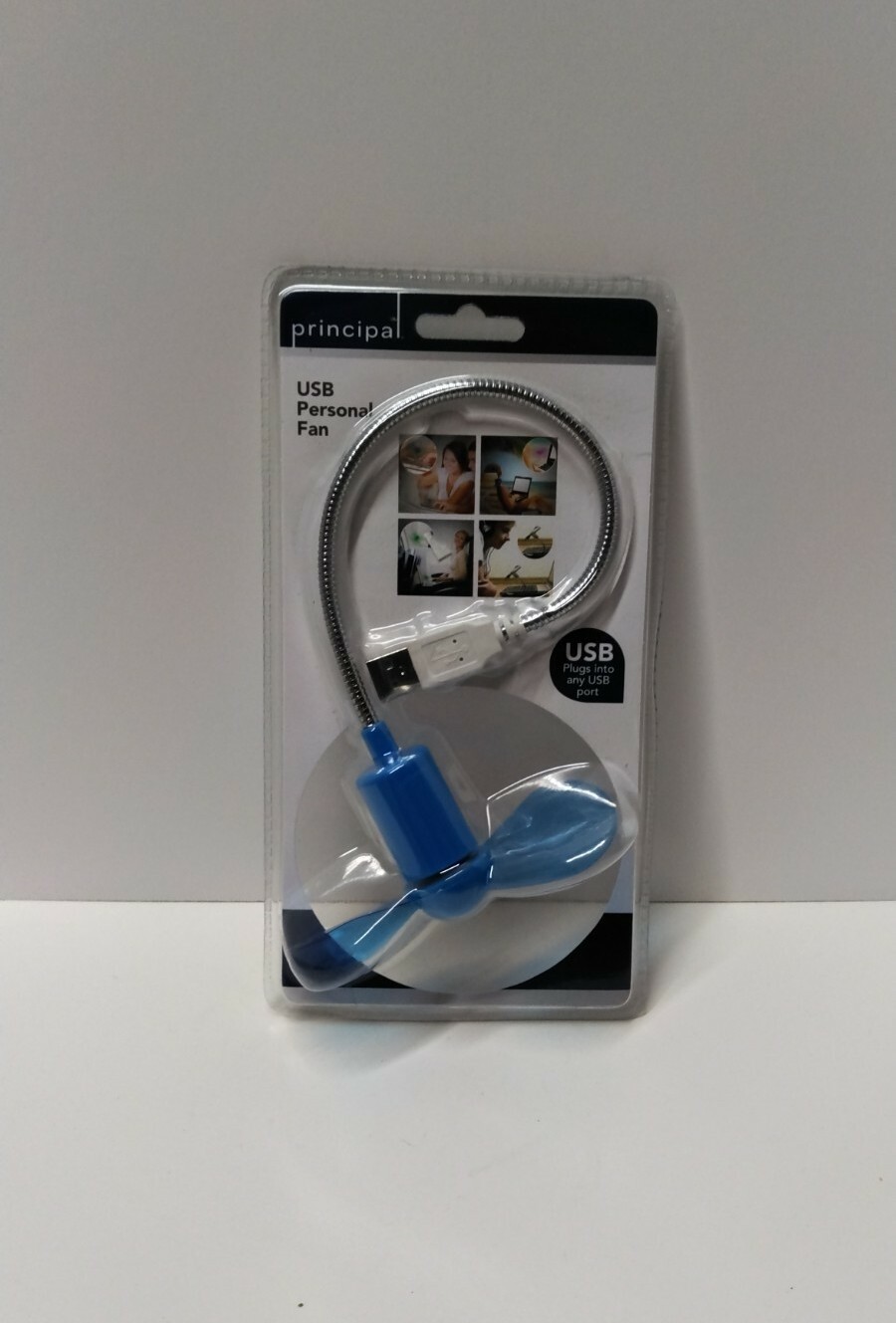 Light Blue USB Personal Flexible Mini Cooler Fan by Principal, USB 1.1 or 2.0