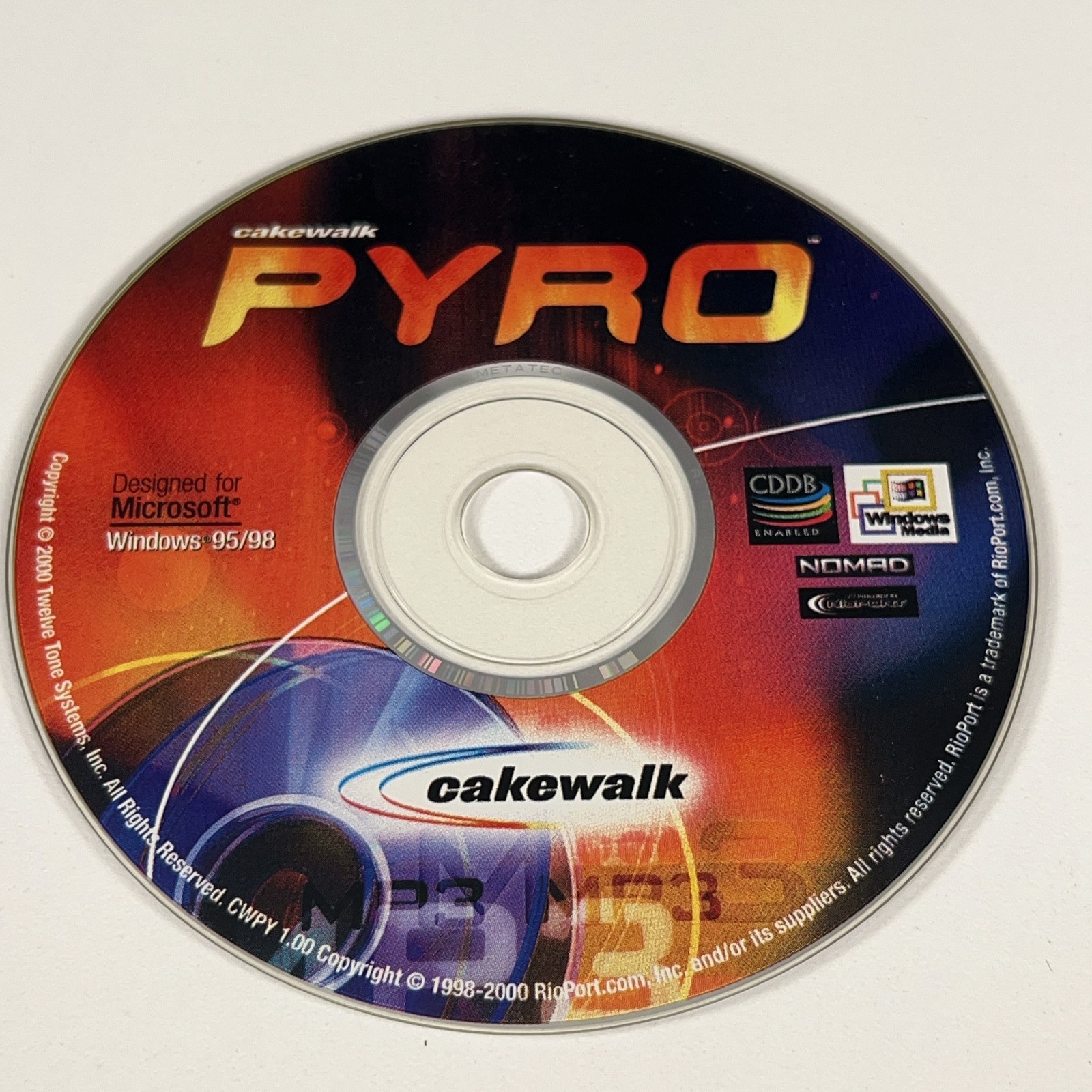 Cakewalk PYRO Audio CD MP3 Music Software CD-ROM Windows 95/98 Vintage 2000 PC