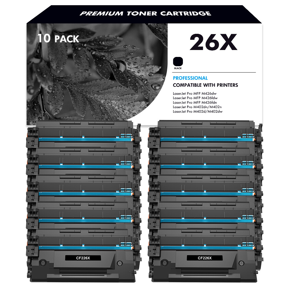 10 Pack Toner Cartridge Fits for HP Laserjet Pro M402n MFP High Yield CF226X 26X