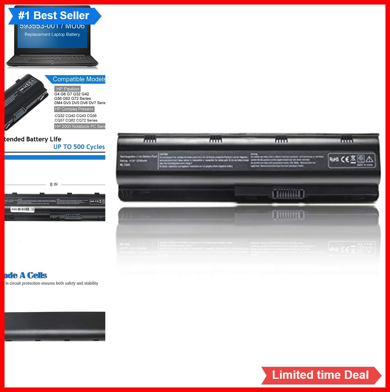 Laptop Battery 10.8V 5200mAh 6 Cell Lithium Ion for HP Pavilion G7 G6 CQ42
