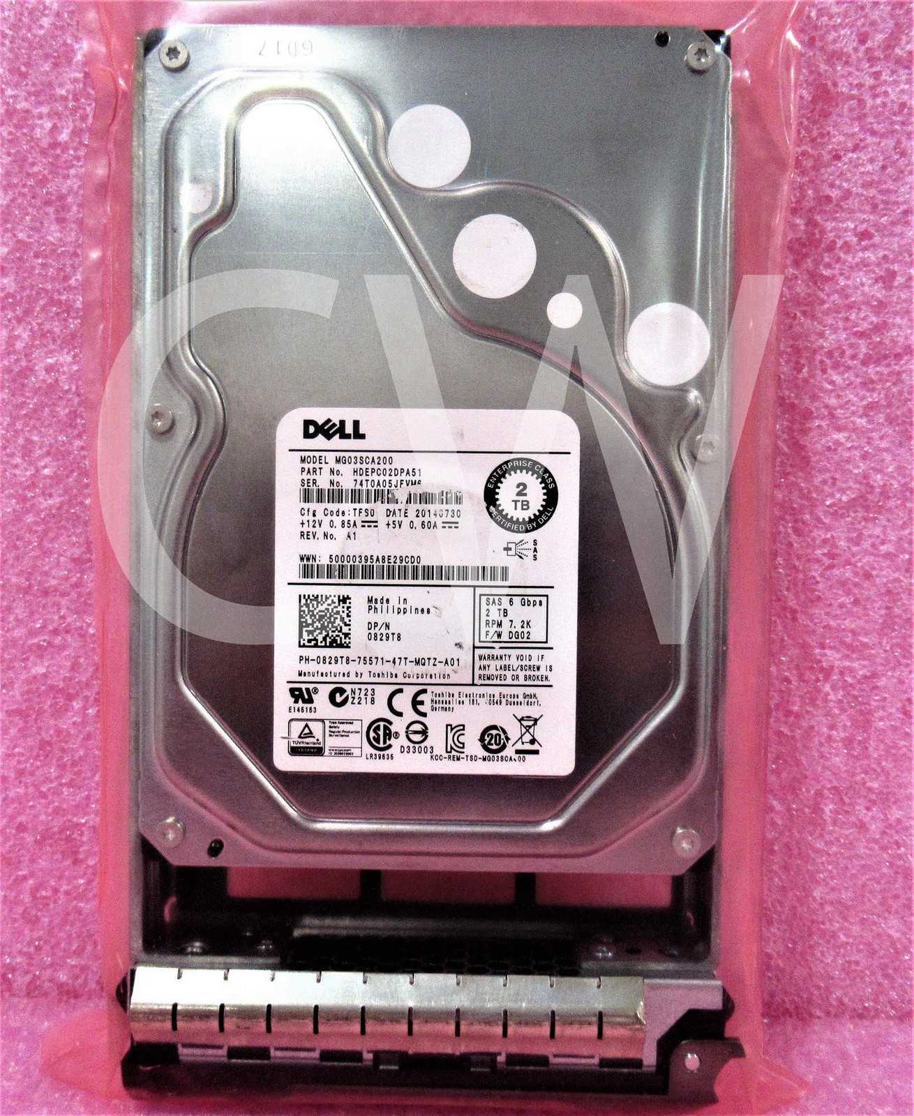 829T8 MG03SCA200 Dell 2TB 7.2K RPM 6Gb/s LFF 3.5" SAS Server HDD Hard Drive RF