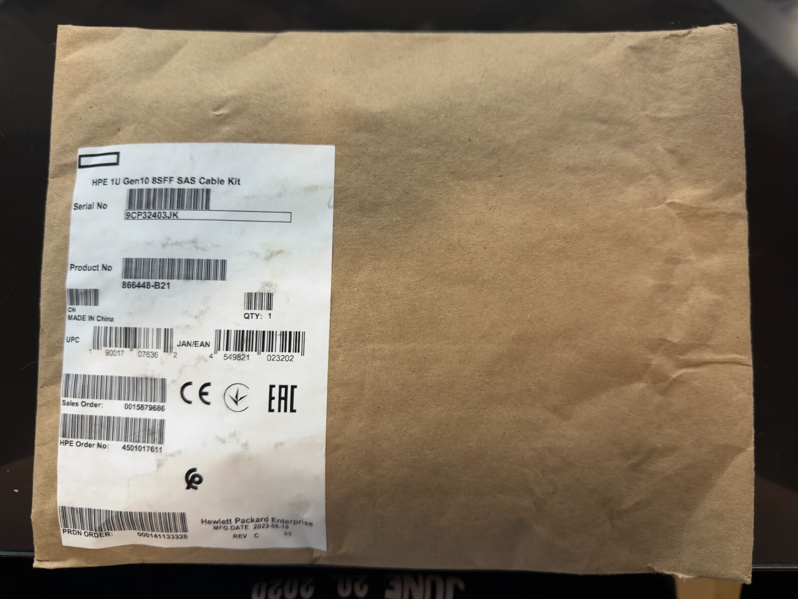 HPE 866448-B21 8SFF Smart Array SAS Cable Kit for G10