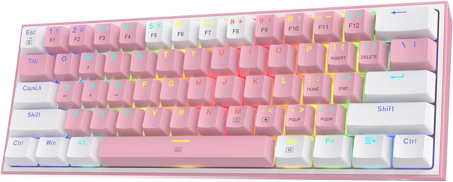 Redragon K617 Fizz 60% Wired RGB Gaming Keyboard, 61 Keys, Linear Red Switch