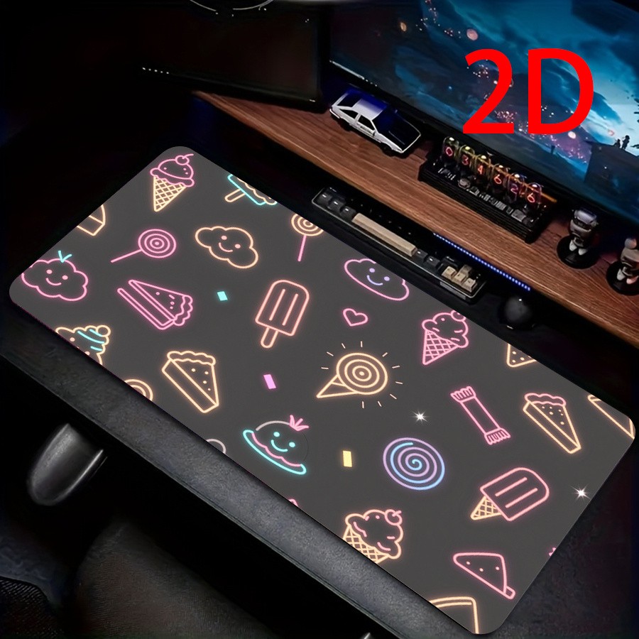 1pc 2D Oversized Gaming Mouse Pad with Edge Design, Washable And Durable, Suit