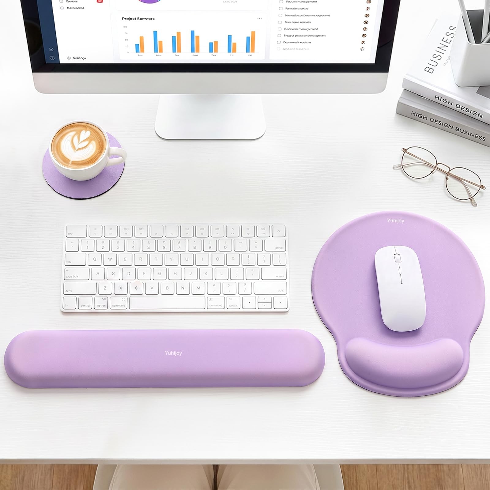 Yuhijoy Ergonomic Mouse Pad with Wrist Rest Purple