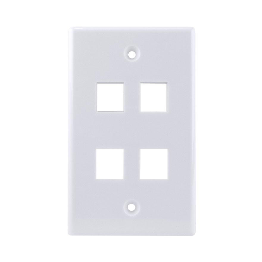 Construct Pro Single-Gang 4-Port Keystone Wall Plate (10 Pack, White)