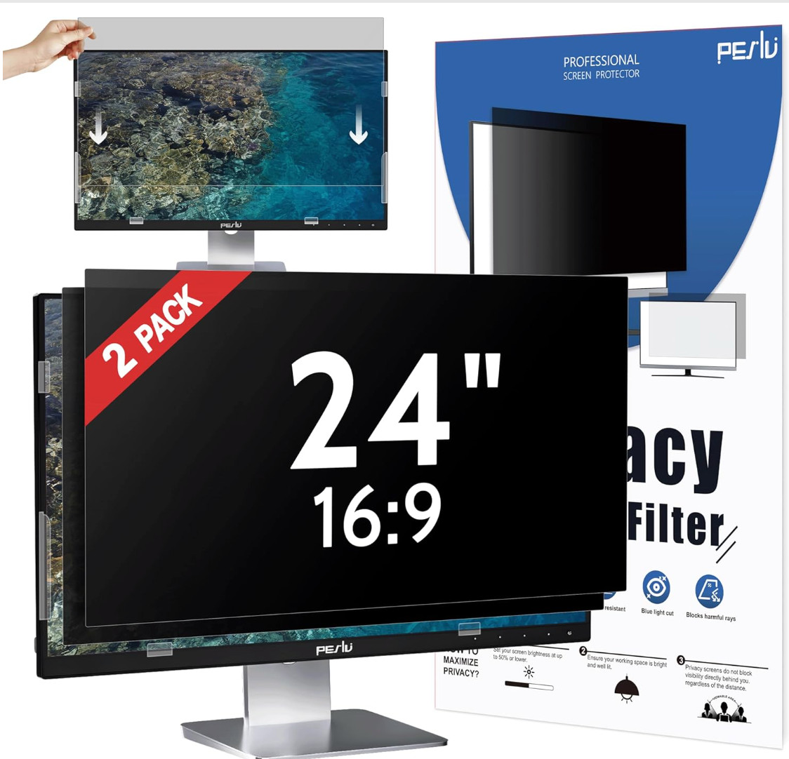 [2-Pack] 24 Inch Privacy Screen for Computer Monitor 16:9 Aspect Ratio