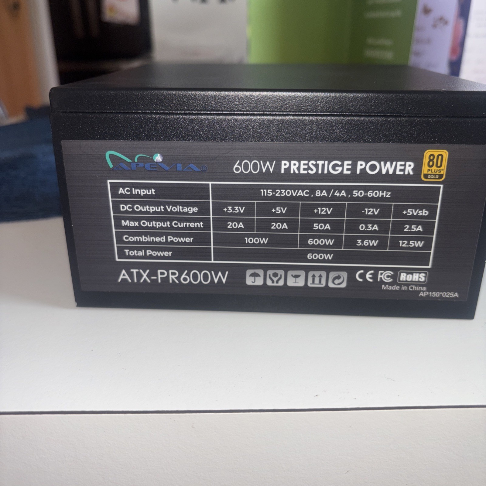 Apevia ATX-PR600W 600W PSU 80 Plus Gold