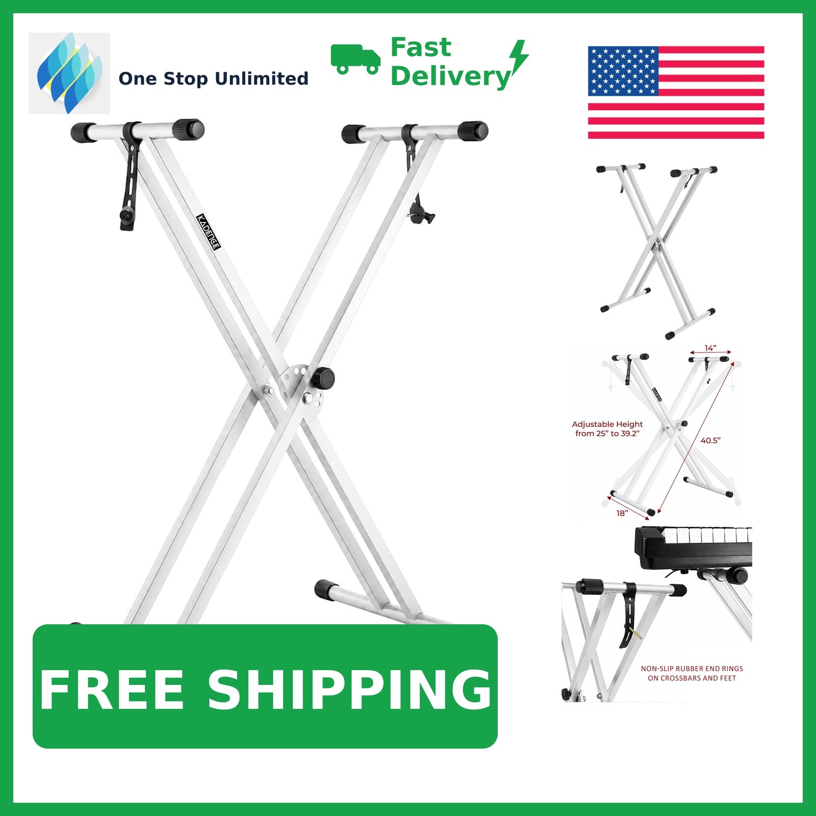 Kadence Double-X Keyboard Stand, Matte White