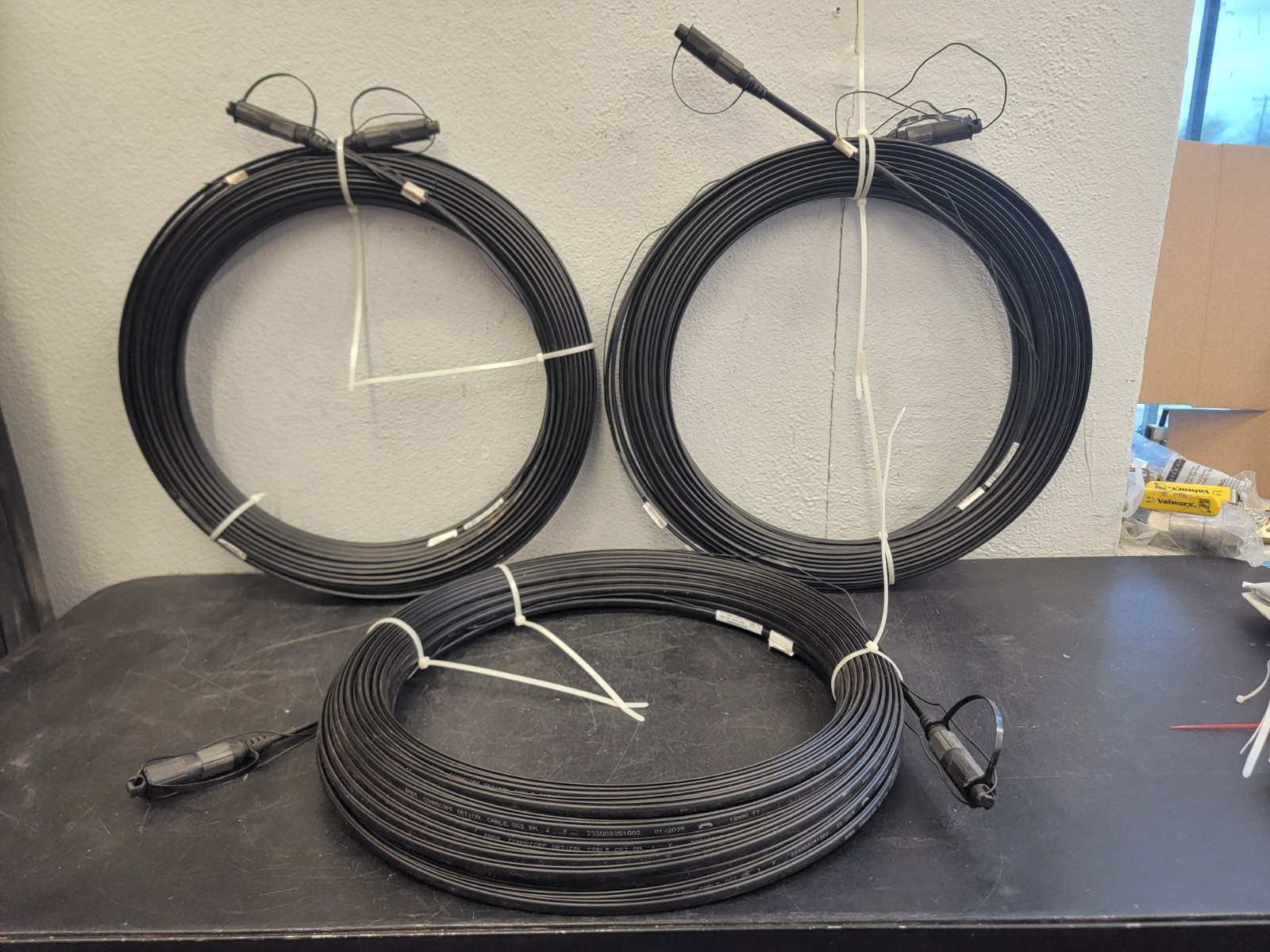 (3) 180ft COMMSCOPE FHD-HH1B-0180F REALFLEX FIBER OPTIC DROP CABLE HARDENED 540’