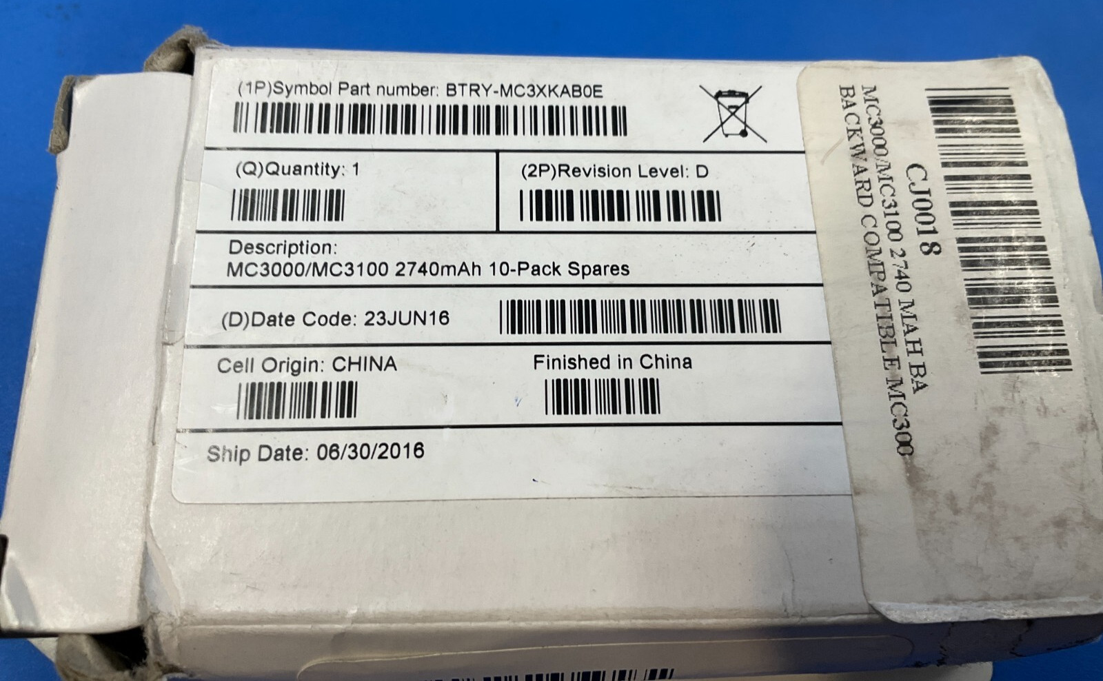Symbol Li-Ion Battery MC3000 BTRY-MC3XKAB0E NEW SEALED ORIGINAL