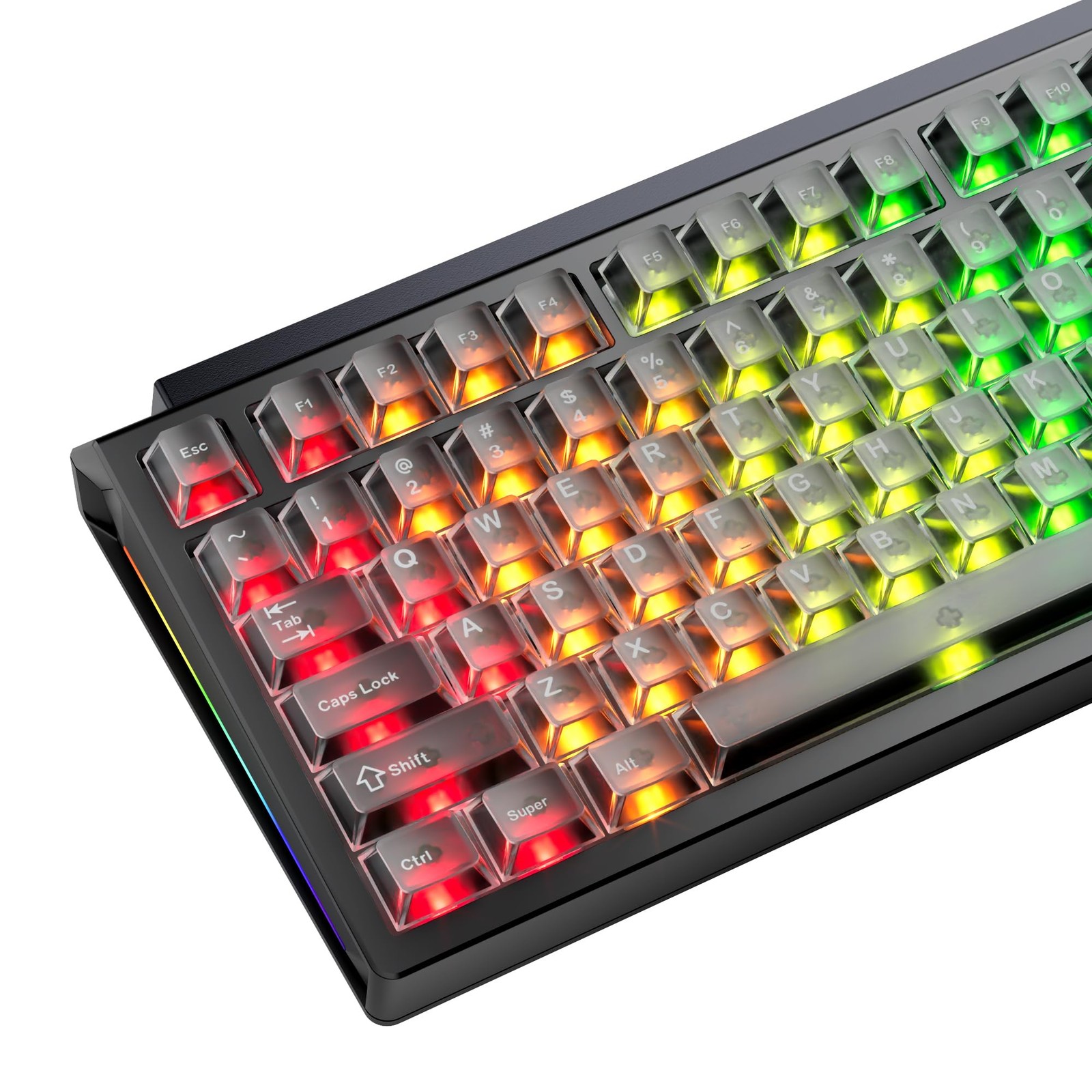 118 Black Clear Keycaps for RGB Mechanical Keyboard,5Side Full Frosted Transp...
