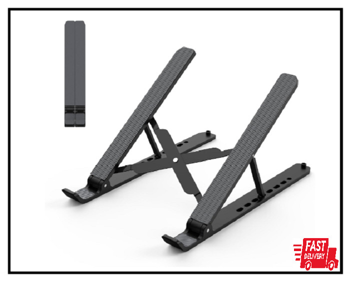 Tonmom Laptop Stand for Desk, Adjustable Riser ABS+Silicone Black