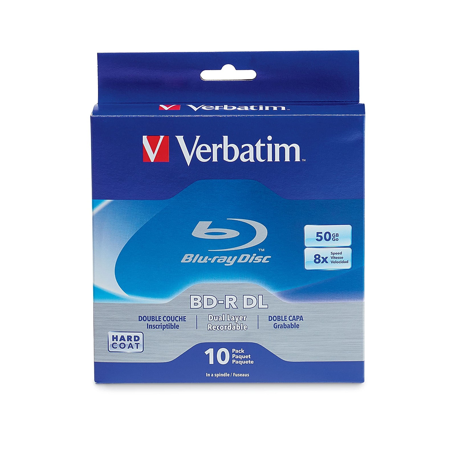 BD-R DL 50GB 8x Recordable Blu-ray Discs 10-Pack Spindle HardCoat