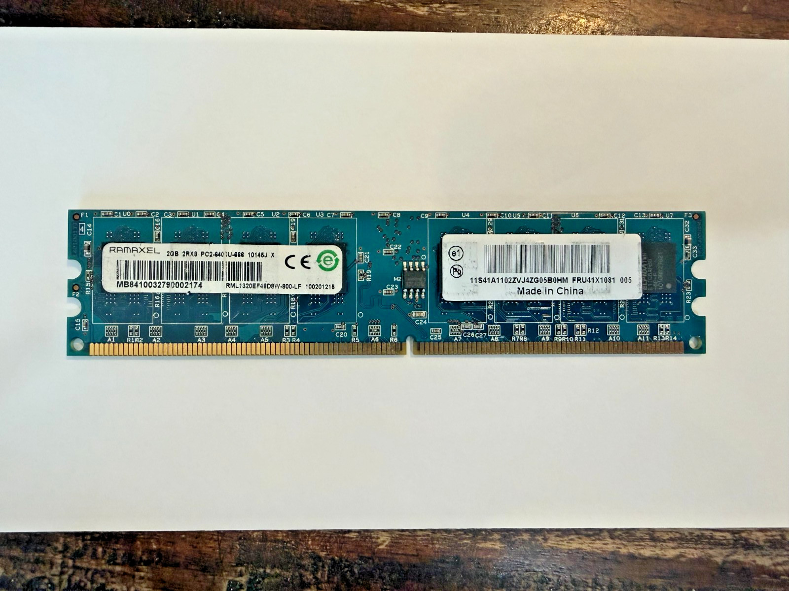 Ramaxel 2GB DDR2 800MHz PC2-6400U Desktop Memory RAM 2Rx8 (RML1320EF48D8W-800-LF
