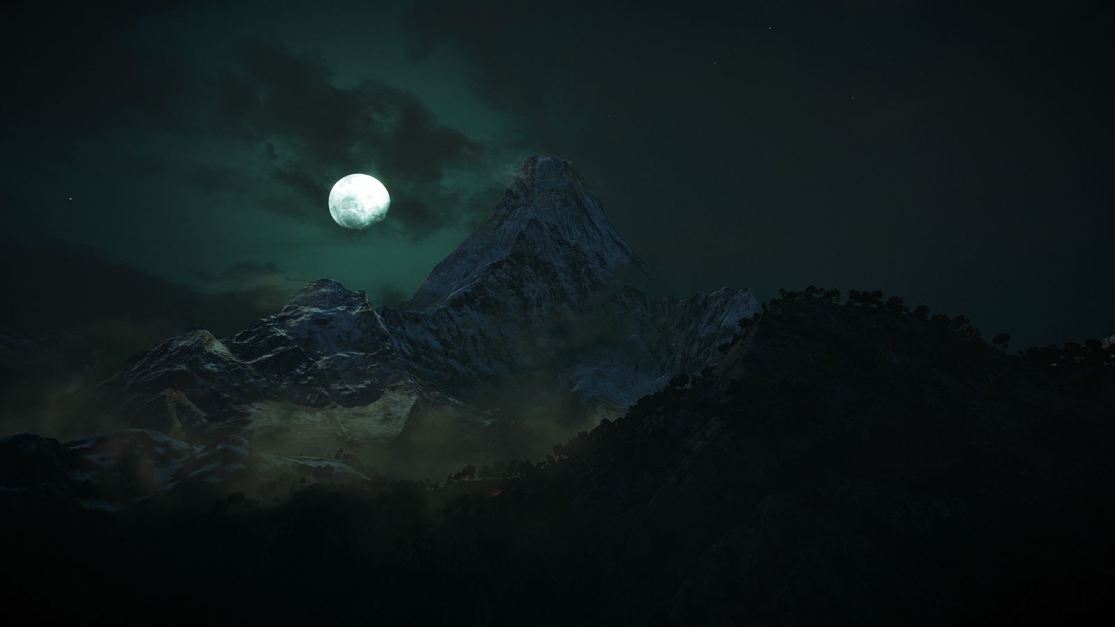 Landscape dark moon mountains sky nature night Custom Gaming Mat Desk