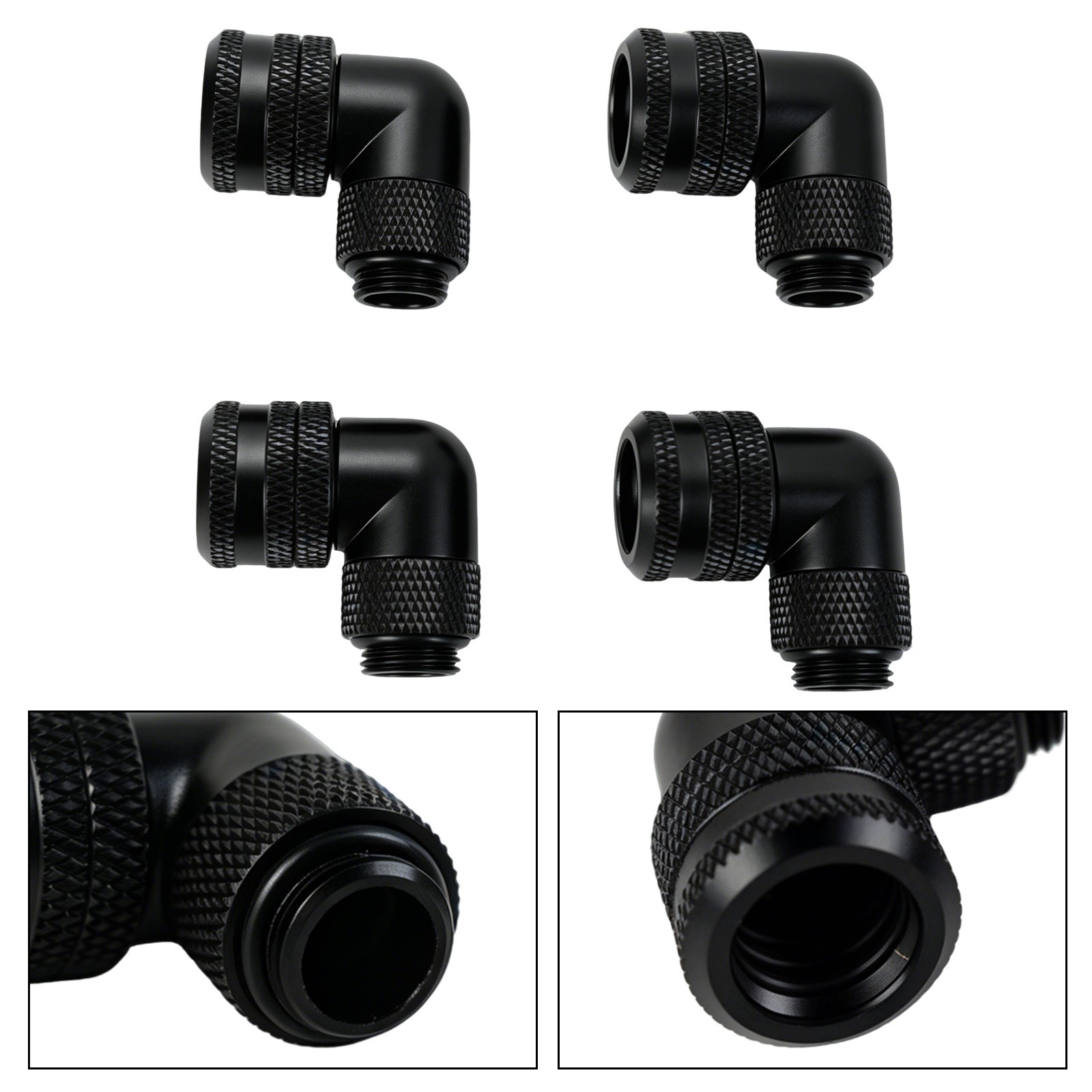 4Pcs 90 Degree Rotating Elbow Fast Hard Tube Quick Plug PC Water Cooling Fitting