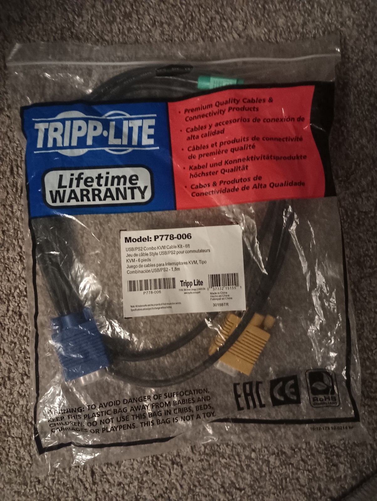 Tripp Lite USB/PS2 Combo KVM   6Ft Kit P778-006