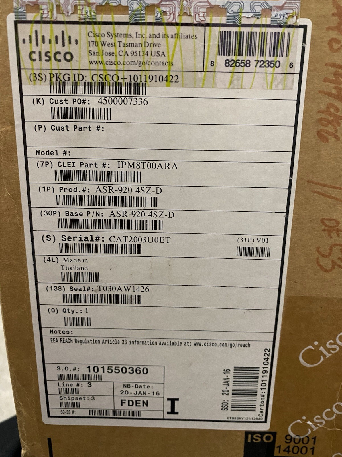 CISCO ASR-920-4SZ-D .AGGREGATION SERVICES ROUTER- 2GE & 4-10GE/ DUAL DC PWR.