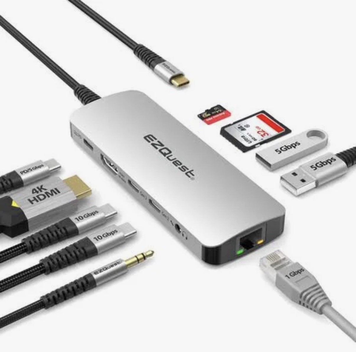 EZQuest USB-C Multimedia 10-in-1 Gen 2 Hub (Model X40031) - Tested & Working