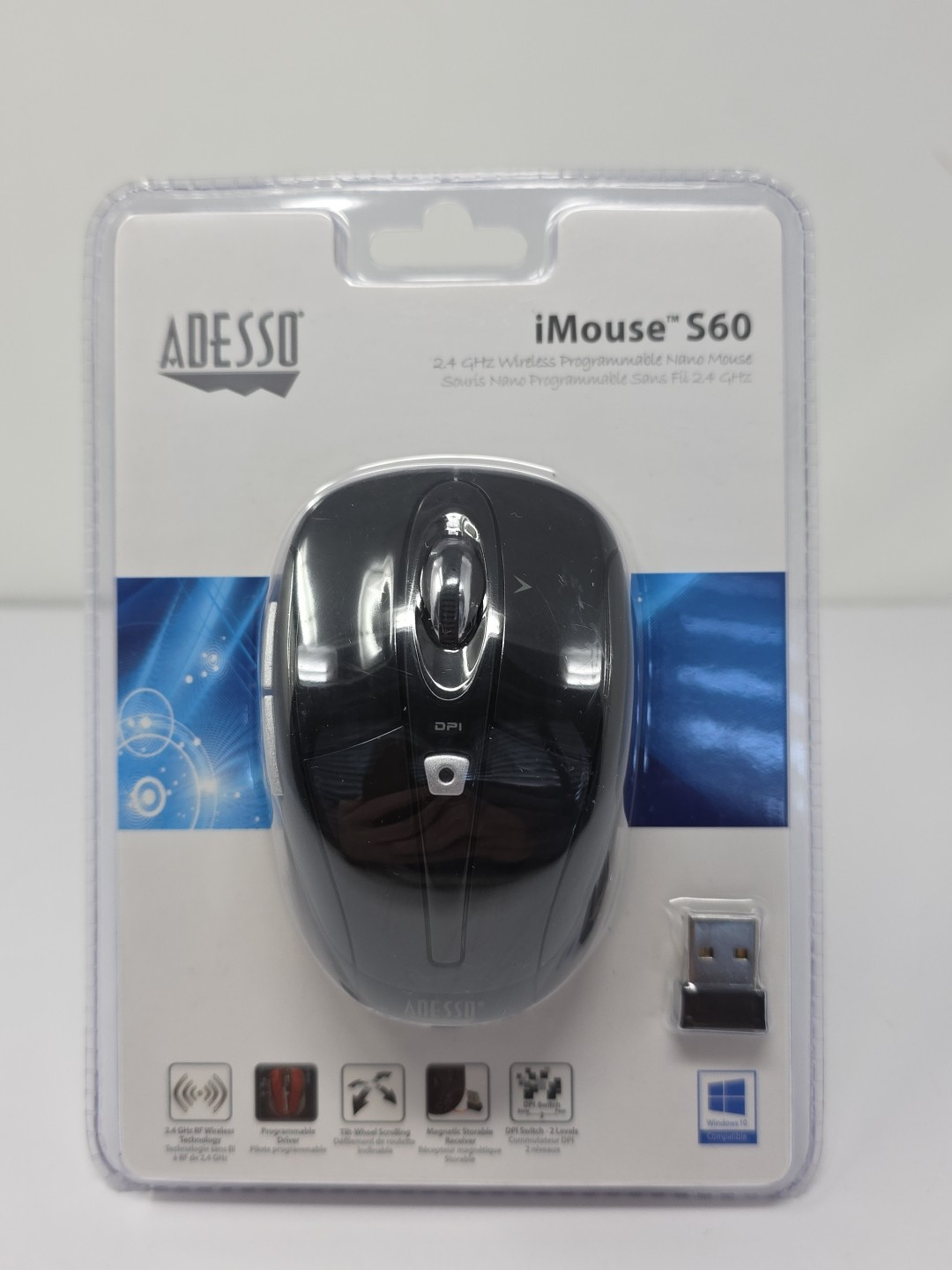 Adesso iMouse S60B - 2.4 GHz Wireless Programmable Nano Mouse NEW