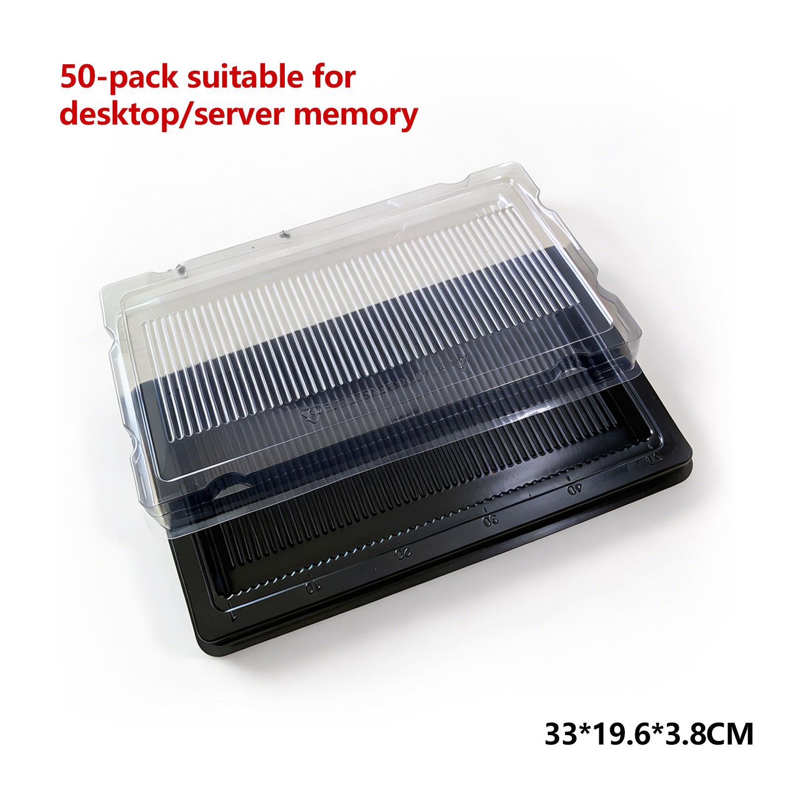 Package Tray with Cover fit 50PC Long DIMM DDR, DDR2, DDR3, DDR4 or DDR5 Desktop