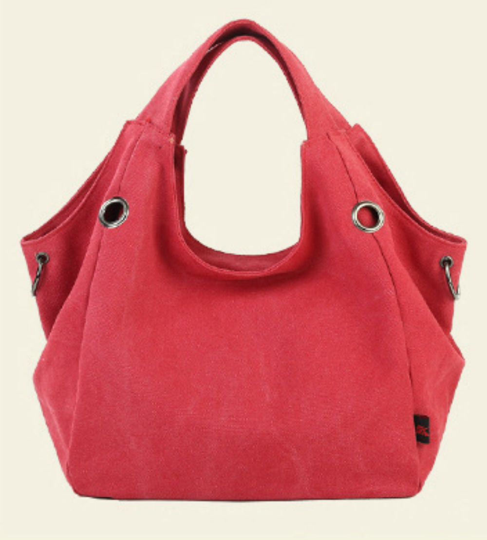 Ladies Handbag Canvas PINK- H 12" x W 9.5" x D 6" - Perfect Gift 