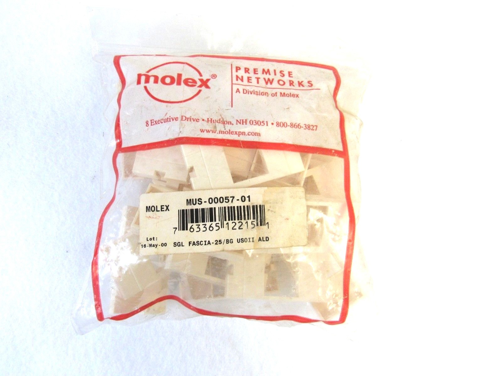 Molex (Lot of 25) Premise Networks MUS-00057-01 1 Port USO II Fascia 75-1