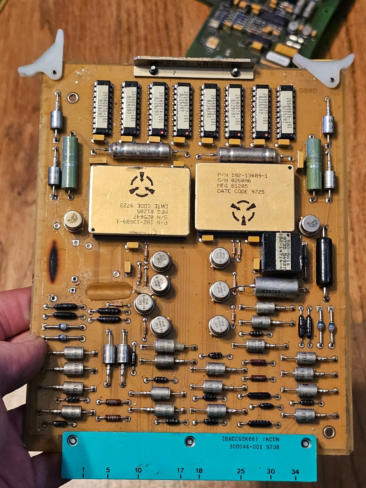 Cool Vintage Military Avionics PCB Gold Hybrid Modules Metal Can ICs Aerospace
