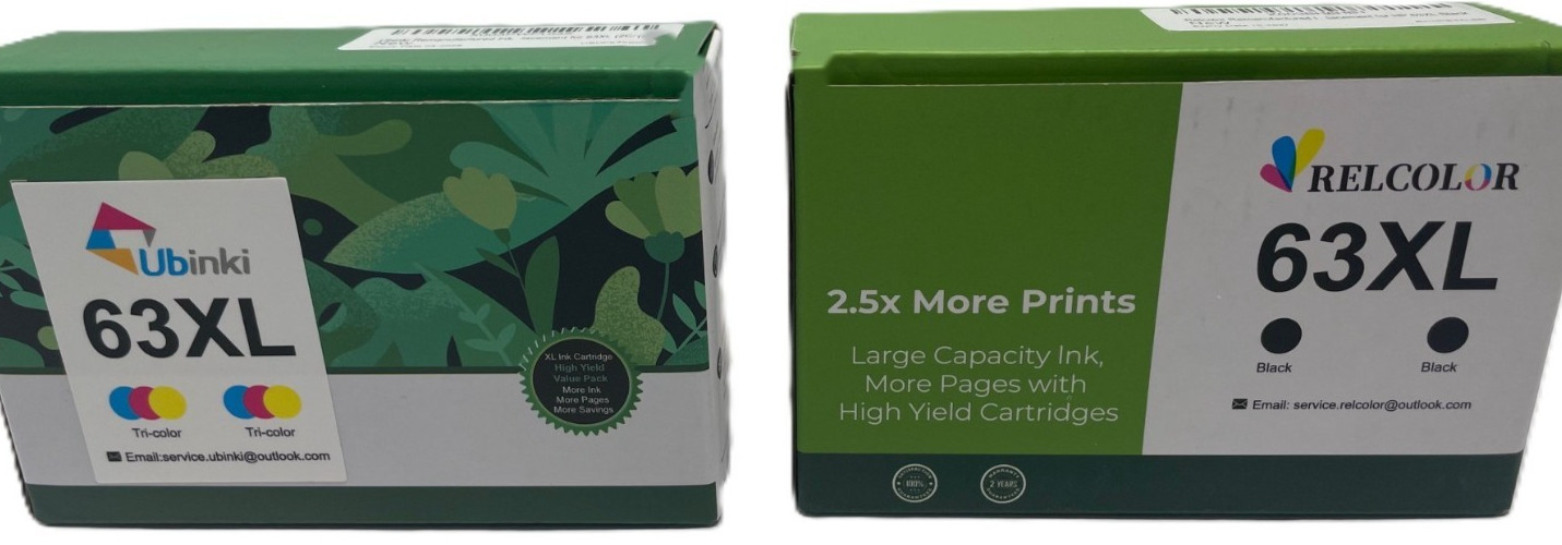 Ubinki 63XL Ink Cartridges Black and Tri Color Combo 2 Pack - BOGO -2 Cartridges