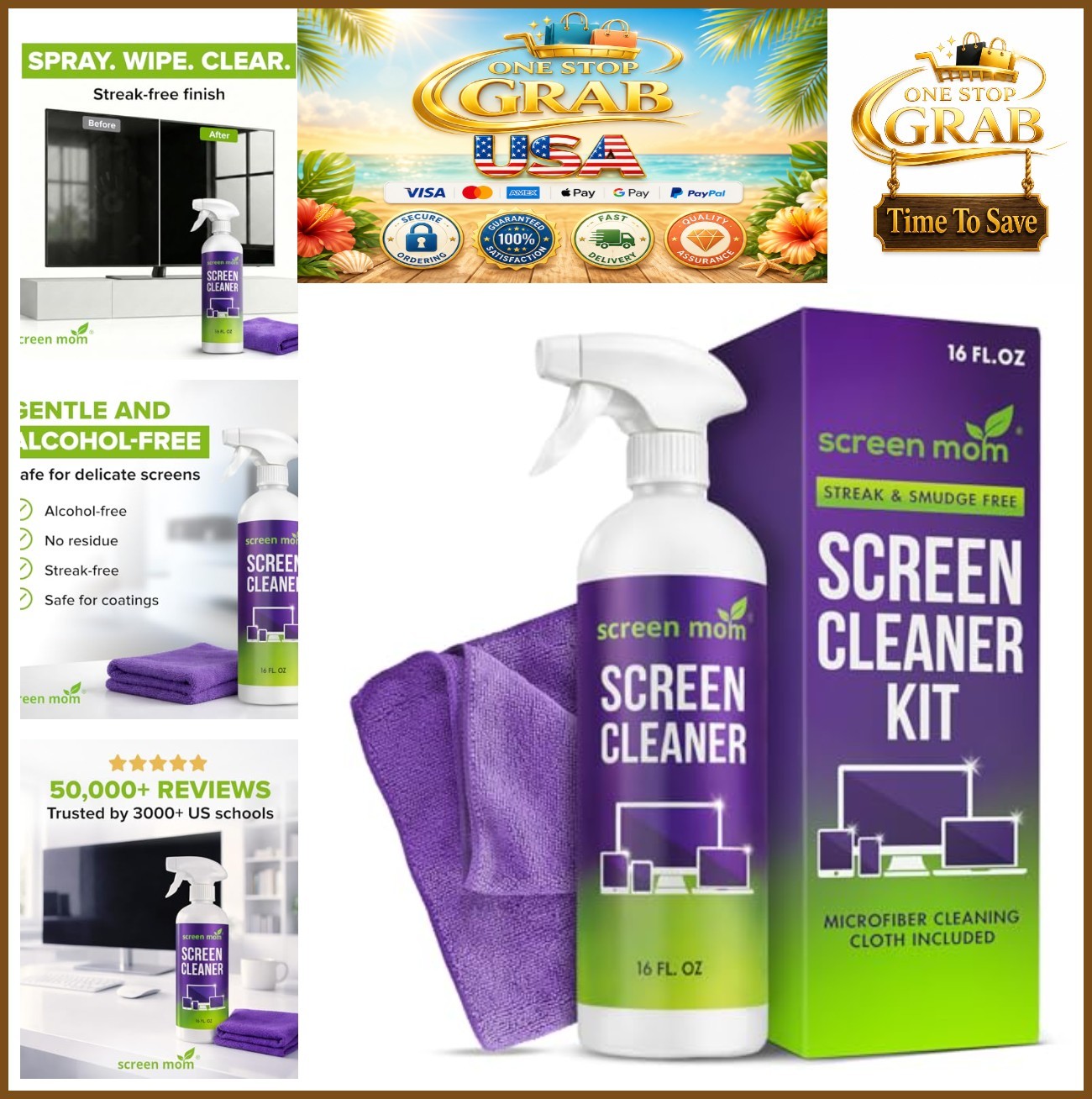 Screen Cleaner Spray 16 oz Alcohol Free Streak Free for TV Laptop Computer