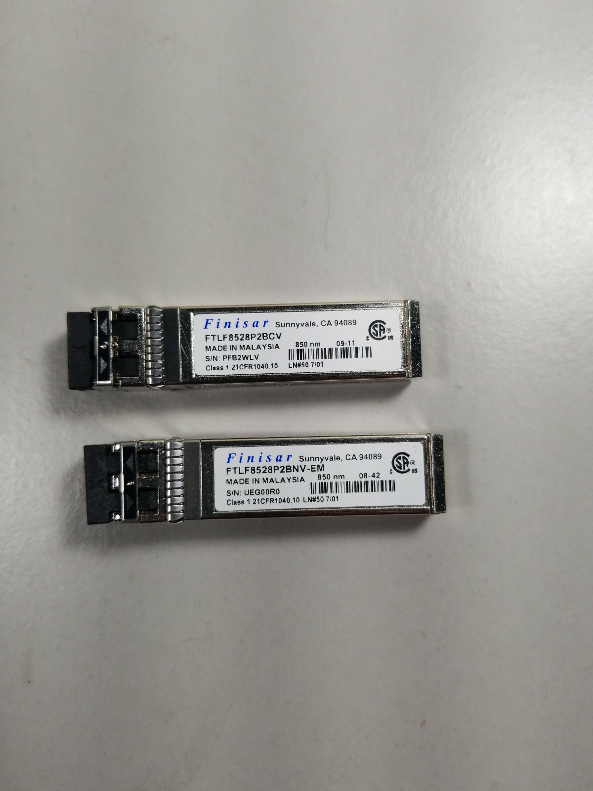 Lot of TWO Finisar FTLF8528P2BNV-EM 8GB Transceiver module