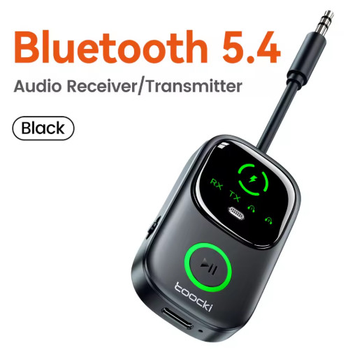 Toocki Bluetooth 5.4 Audio Transmitter Receiver 2 in 1 AUX Adapter