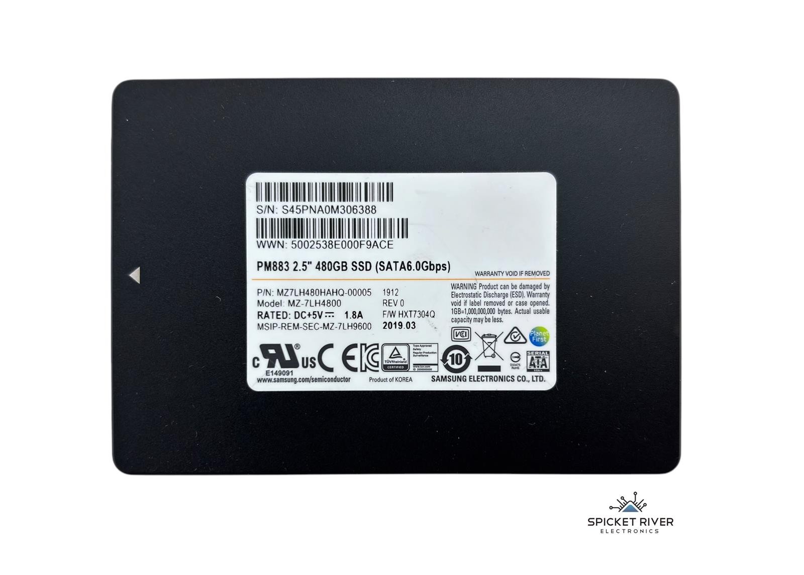 Samsung PM883 MZ-7LH4800 480GB SATA 6Gb/s 2.5" Internal Solid State Drive SSD